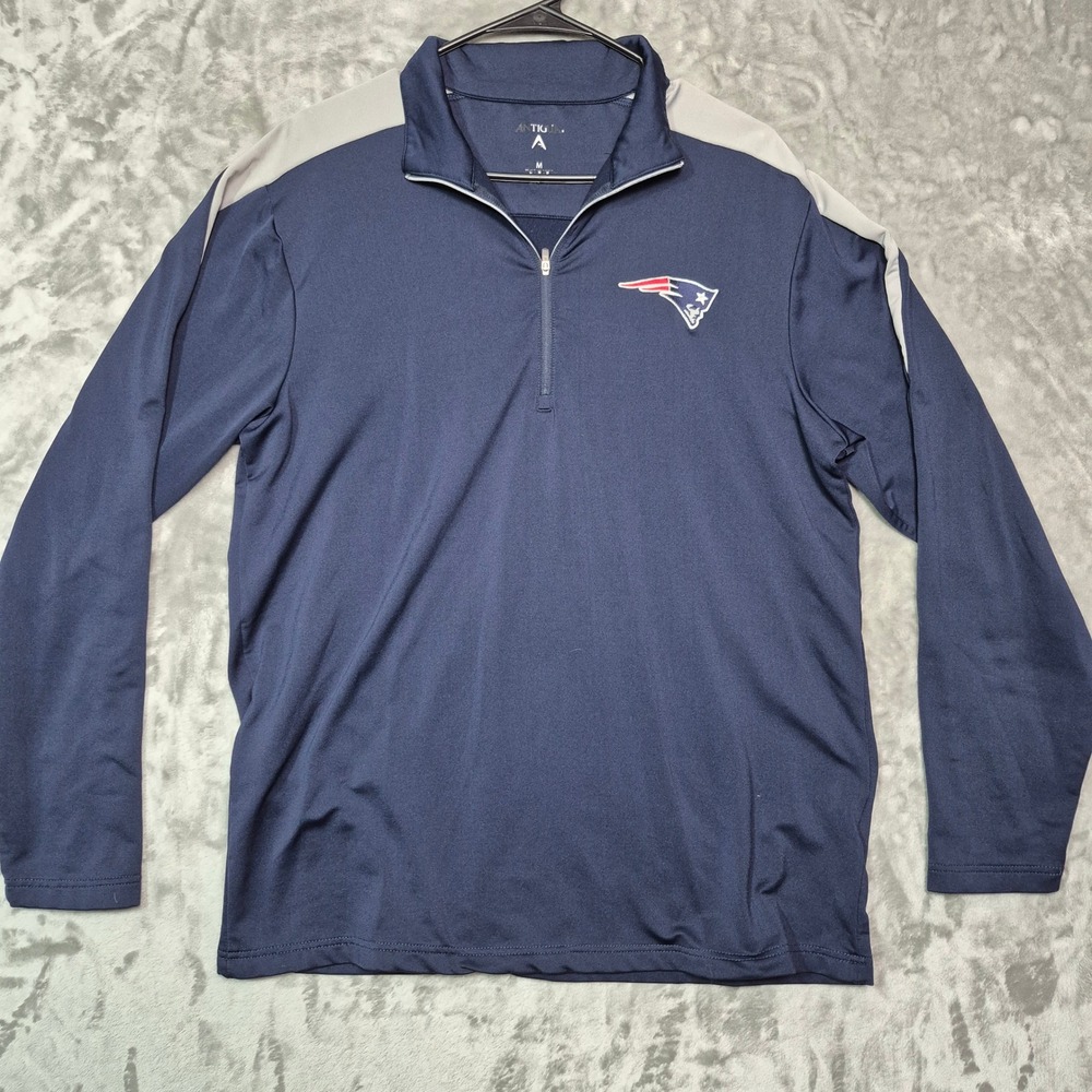 Antigua New England Patriots Mens Medium Navy Blue Quarter Zip Pullover Jacket